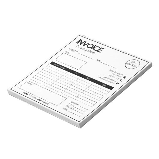 Minimal weiß mit Logo einfache Geschäftsrechnung Notizblock (Rotiert)