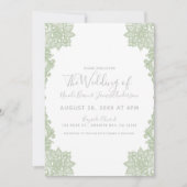 Minimal Weiß & Sage Blumenstrauß Elegante Hochzeit Einladung (Vorderseite)