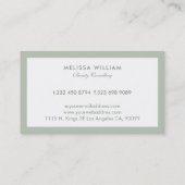 Minimal weiß und sage-grün visitenkarte (Rückseite)