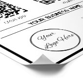 Minimal weiße 2 QR-Codes Business Scan zu zahlen Poster (Ecke)