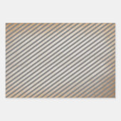 Minimal weiße, graue Kraft Hirschbäume Streifen Geschenkpapier Set (Vorderseite 3)