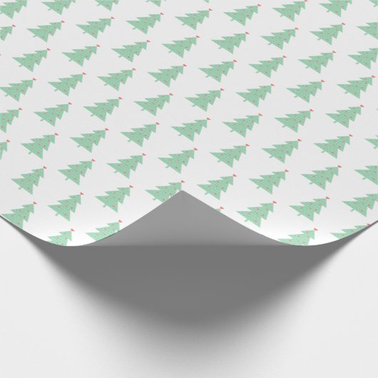 Minimal weiße grüne Weihnachtsbaum kleine Herzen Geschenkpapier (Ecke)