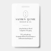 Minimal weiße ID-Logo und Foto für Monogramm Ausweis (Rückseite)