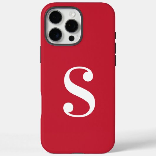 Minimal weiße Monogramm auf Rot Case-Mate iPhone Hülle (Rückseite)