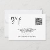 Minimal weiße schwarze Hochzeit QR Code einfach RSVP Karte (Vorderseite)