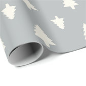Minimal weiße Weihnachtsbaume Weihnachtsgeschenk Geschenkpapier (Rolleneckpunkt)