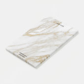 Minimal weißer Marmorstein Luxus Namensadress Post-it Klebezettel (angewinkelt)