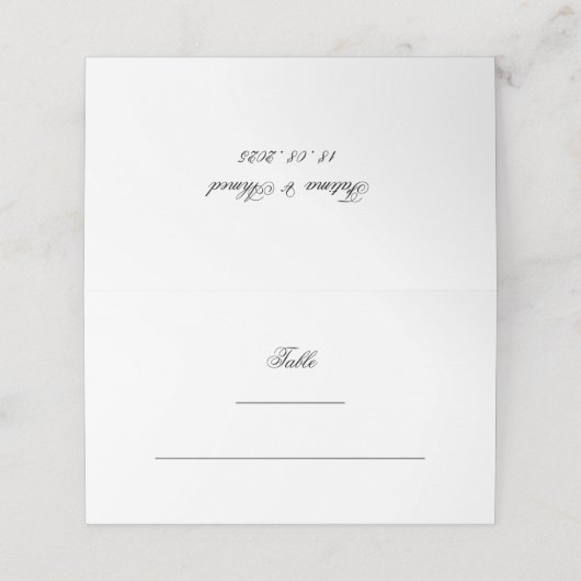 Minimal weißes, elegantes Skript-muslimisches Hoch Platzkarte (Außenseite Aufgefaltet)