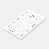 Minimal weißes Monogramm Post-it Klebezettel (angewinkelt)