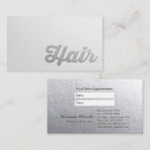 Minimal weißes Silber Embossed Text Hair Stylist Terminkarte (Vorne/Hinten)