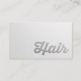 Minimal weißes Silber Embossed Text Hair Stylist Terminkarte