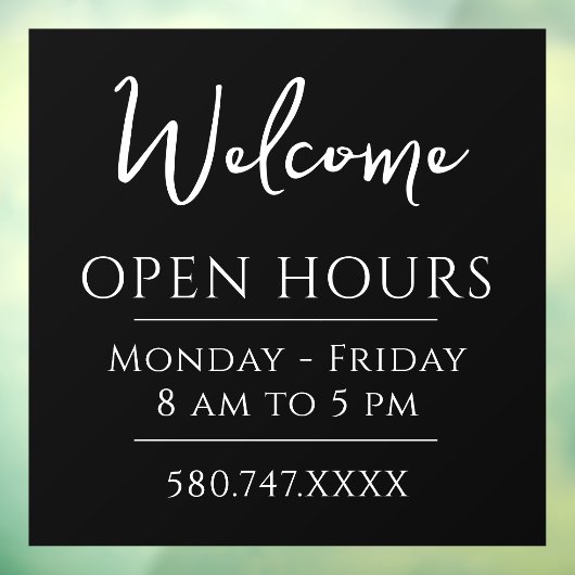 Minimal Welcome and Open Hours Window Cl Fensteraufkleber (Blatt 3)