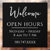 Minimal Welcome and Open Hours Window Cl Fensteraufkleber (Blatt 2)