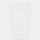 Minimal Welcome Baby Shower Elegantes White Script Acrylschild (Winkel)