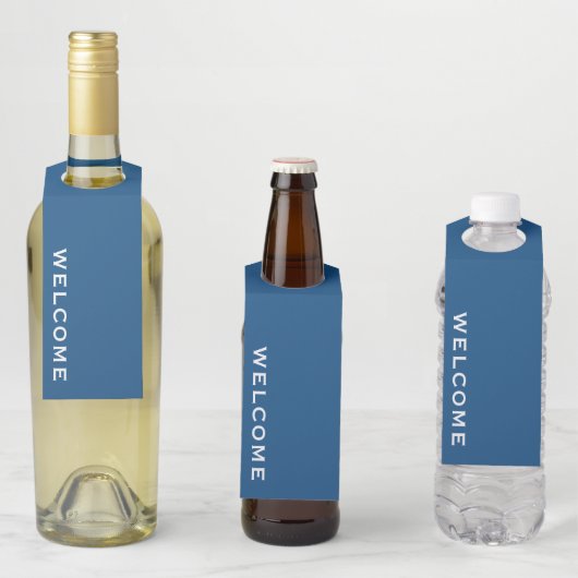 Minimal Welcome Blue Flasche Hanger Tag Flaschenanhänger (Beispiel)