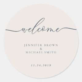Minimal Welcome Simple Navy Ivory Runder Aufkleber