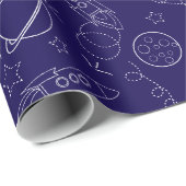 "Minimal weltraumorientiertes Muster - Raketen, Pl Geschenkpapier (Rolleneckpunkt)