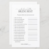 Minimal wer das Bride Brautparty Game kennt (Vorne/Hinten)