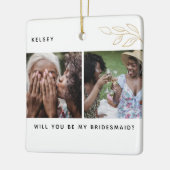 Minimal "Werden Sie meine Bridesmaid? 4 FOTO Keramikornament (Links)