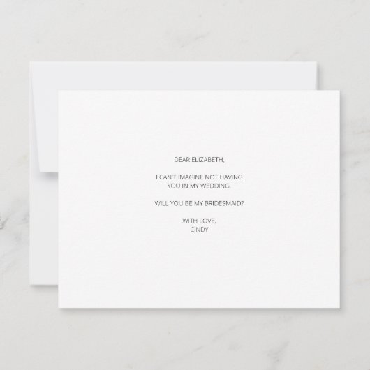 Minimal werden Sie meine Bridesmaid zwei Foto-Kart Dankeskarte (Rückseite)