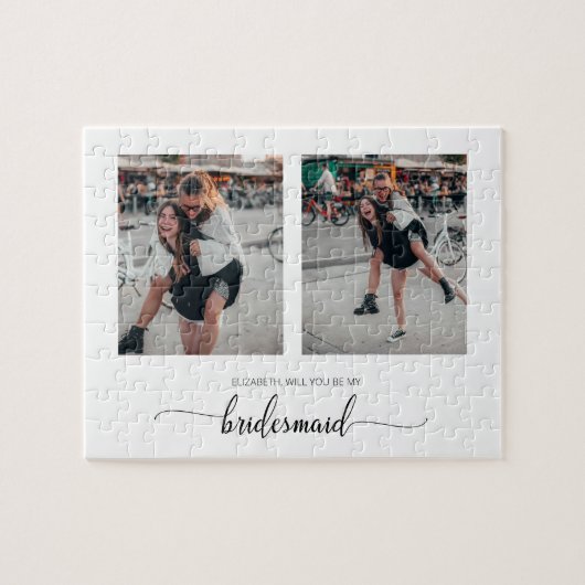 Minimal werden Sie meine Bridesmaid zwei Foto sein Puzzle (Horizontal)