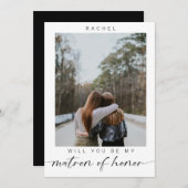 Minimal Werden Sie meine Matron der Ehre Foto Chic Einladung (Vorne/Hinten)