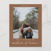 Minimal Werden Sie meine Matron der Ehre Foto Chic Postkarte (Vorderseite)