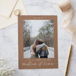Minimal Werden Sie meine Matron der Ehre Foto Chic Postkarte