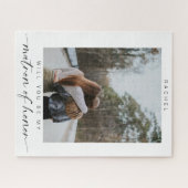 Minimal Werden Sie meine Matron der Ehre Foto Chic Puzzle (Horizontal)