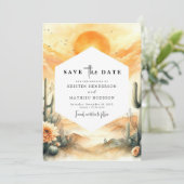 Minimal Western Cactus Wedding Save The Date (Stehend Vorderseite)