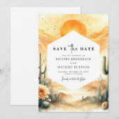 Minimal Western Cactus Wedding Save The Date (Vorne/Hinten)