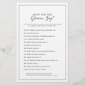 Minimal What Did the Groom Say Bridal Shower Game Flyer (Vorne)