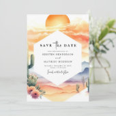 Minimal Whimsical Cactus Wedding Save The Date (Stehend Vorderseite)