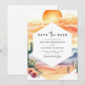 Minimal Whimsical Cactus Wedding Save The Date (Vorne/Hinten)
