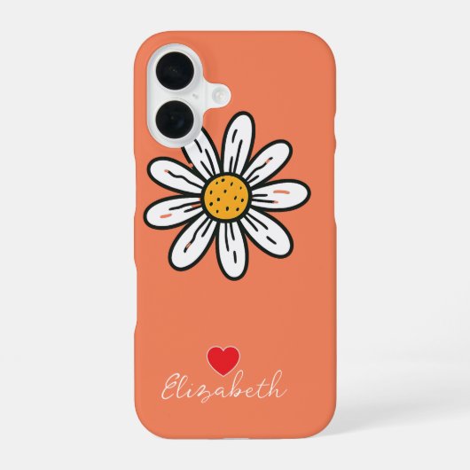 Minimal Whimsical Daisy handGezeichnet floral iPhone 16 Hülle (Rückseite)