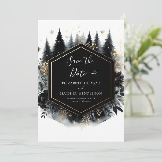 Minimal Whimsical Enchanted Forest Wedding Save The Date (Stehend Vorderseite)