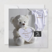 Minimal White Bear Pregnancy announcement card Ankündigung (Vorderseite)