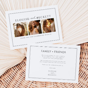 Minimal White Black Foto Hochzeit Danke Karte