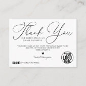 Minimal White Black Script Kunde Vielen Dank Visitenkarte (Vorderseite)