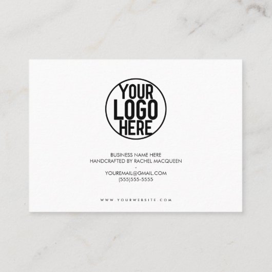 Minimal White Black Script Kunde Vielen Dank Visitenkarte (Rückseite)