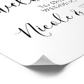 Minimal White Black Wedding Willkommenszeichen Poster (Ecke)
