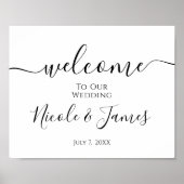 Minimal White Black Wedding Willkommenszeichen Poster (Vorne)