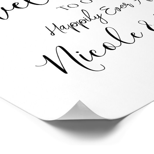 Minimal White Black Wedding Willkommenszeichen Poster (Ecke)