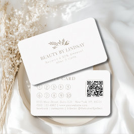 Minimal White Botanical Salon QR-Code Loyalty Visitenkarte