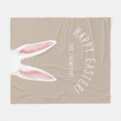Minimal White Bunny Ears On Beige Happy Easter Fleecedecke (Vorderseite (Horizontal))