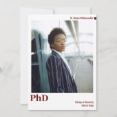 Minimal White Burgundy Foto PhD Abschluss Ankündigung (Vorderseite)