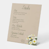 Minimal White Daisy Blume Drink Menu Sockelschild (Vorderseite)