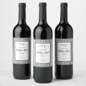 Minimal White Dots on Solid Black Background Weinetikett (Flaschen)