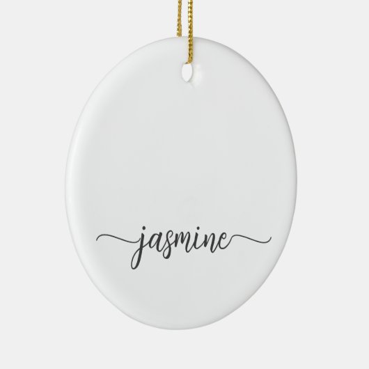 Minimal White Girly Monogram Name Script Keramik Ornament (Rechts)