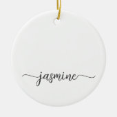 Minimal White Girly Monogram Name Script Keramik Ornament (Vorne)